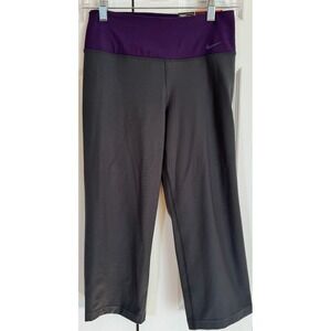 NEW Nike Legend 2.0 Capris Dri-Fit Slim Fit Gray Purple Women's Size Small